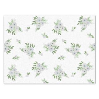 Watercolor anemone and spruce pattern  tissue pape tissue paper