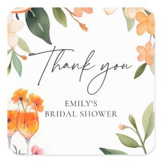 Watercolor Aperol Spritz Bridal Shower Square Sticker