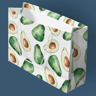 Watercolor Avocado Pattern Large Gift Bag