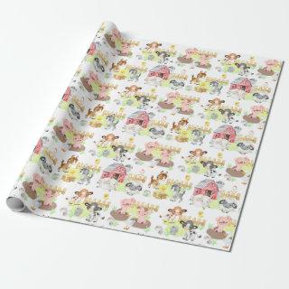 Watercolor Baby Farm Animals Shower