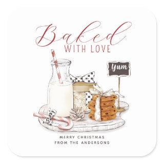 Watercolor Baked With Love Holiday Baking Square Sticker
