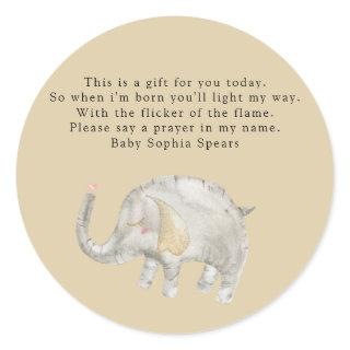 Watercolor Balloon Elephant - Prayer Candle Label