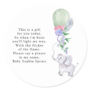 Watercolor Balloon, Elephant - Prayer Candle Label