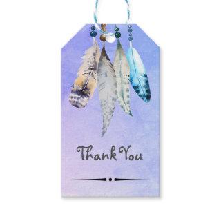 Watercolor Beads 'n Feathers Thank You Gift Tags