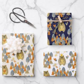 Watercolor Bears in the Forest Pattern  Sheets