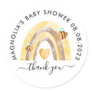 Watercolor Bee Baby Shower Thank You Classic Round Sticker