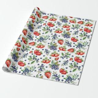 Watercolor Berries Strawberry Blueberry