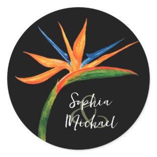 Watercolor Bird of Paradise Classic Round Sticker