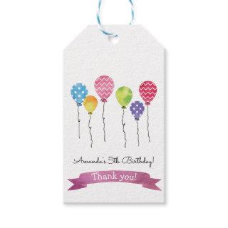 Watercolor Birthday Balloons Gift Tags