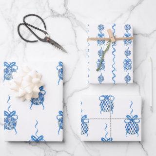 Watercolor Blue Chinoiserie Ornaments Christmas  Sheets