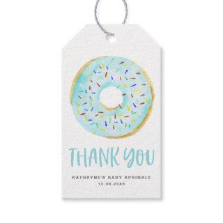 Watercolor Blue Donuts Baby Sprinkle Thank You Gift Tags