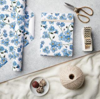Watercolor blue forget-me-nots. Floral pattern