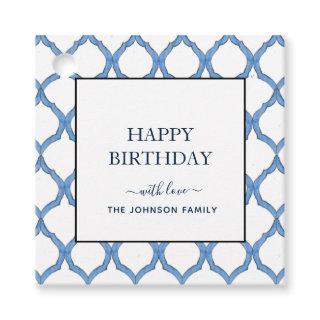 Watercolor Blue & white Happy Birthday gift tags