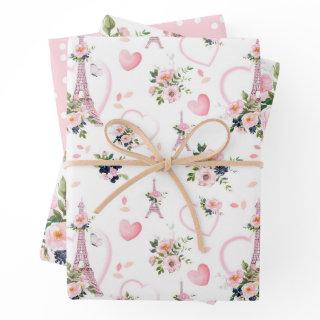 Watercolor Blush Floral Eiffel Tower Pattern  Sheets