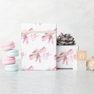Watercolor Blush Pink Bow Baby Shower