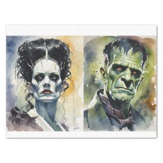 Watercolor Bride of Frankenstein & Frankenstein  Tissue Paper