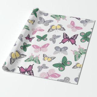 Watercolor Butterfly Garden Pattern