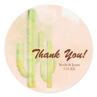 Watercolor Cactus Simple Southwestern Favor Classic Round Sticker