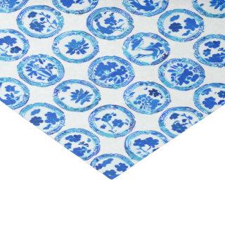 Watercolor Chinoiserie Blue Plates Pattern Tissue Paper