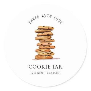 Watercolor Chocolate chip cookie Bakery  Classic Round Sticker