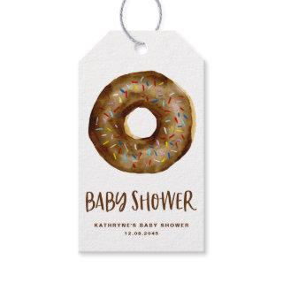 Watercolor Chocolate Donut Baby Shower Thank You Gift Tags