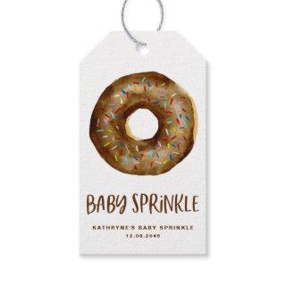 Watercolor Chocolate Donut Baby Sprinkle Thank You Gift Tags
