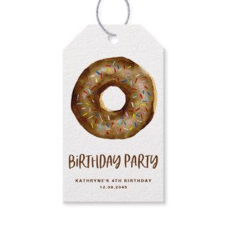 Watercolor Chocolate Donut Birthday Thank You Gift Tags