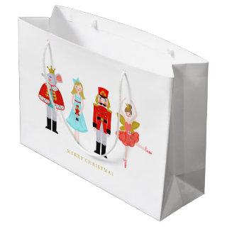 Watercolor Christmas Nutcracker Characters Large Gift Bag