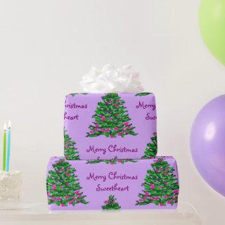 Watercolor Christmas Tree Illustration Purple