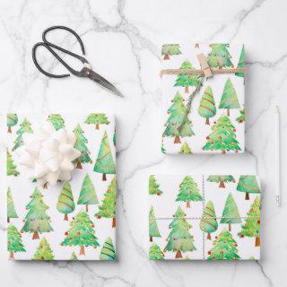 Watercolor Christmas Trees Classic Modern  Sheets