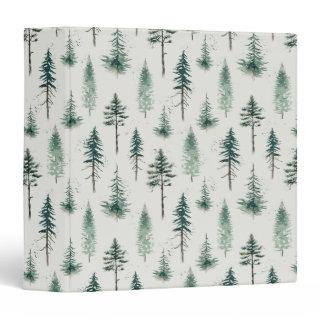 Watercolor Christmas Trees Holiday Pattern 3 Ring Binder