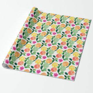 Watercolor Citrus Fruits Botanical Pattern