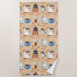 Watercolor Coffee  Tank Top Beach Towel
