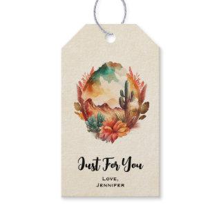 Watercolor Desert Cactus and Mountain Just for You Gift Tags