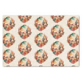 Watercolor Desert Cactus and Mountains Pattern Tissue Paper