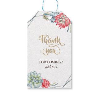 Watercolor Desert Red Succulents Thank You Gift Tags