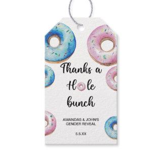Watercolor Donut thanks a hole bunch gender reveal Gift Tags