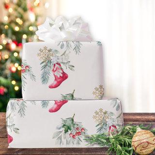 Watercolor Elegant Vintage Stocking Christmas Tree