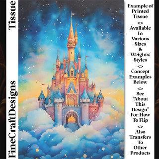 Watercolor Fantasy Castle In Clouds CJ9 Decoupage Tissue Paper