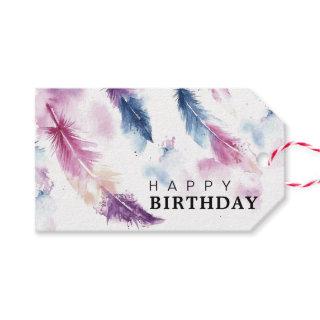Watercolor feathers gift tags