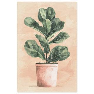 Watercolor Fiddle Leaf Fig Plant Decoupage Tissue Paper