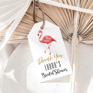 Watercolor Flamingo Gold Glitter | Bridal Shower Gift Tags