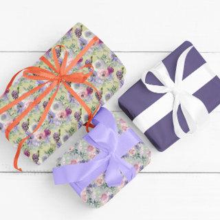 Watercolor Floral Flower Pattern Lavender Plum   Sheets