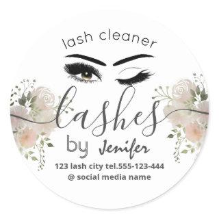 Watercolor floral wink lash extension lash cleaner classic round sticker