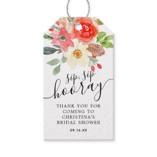 Watercolor Florals Sip Sip Hooray Bridal Shower Gift Tags