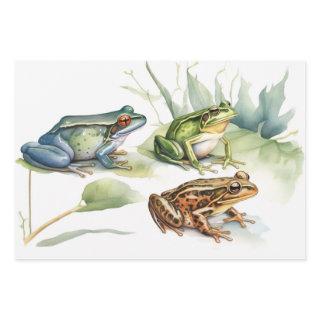 Watercolor Frog with Tropical Flowers  Sheets