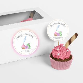 Watercolor Frosting Cupcake Thank You For Support Classic Round Sticker