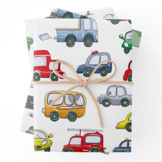 Watercolor Funny Cars Pattern  Sheets