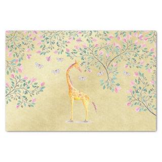 Watercolor Giraffe Butterflies and Blossom Tissue Paper