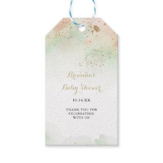 Watercolor Gold Confetti Baby Shower  Gift Tags